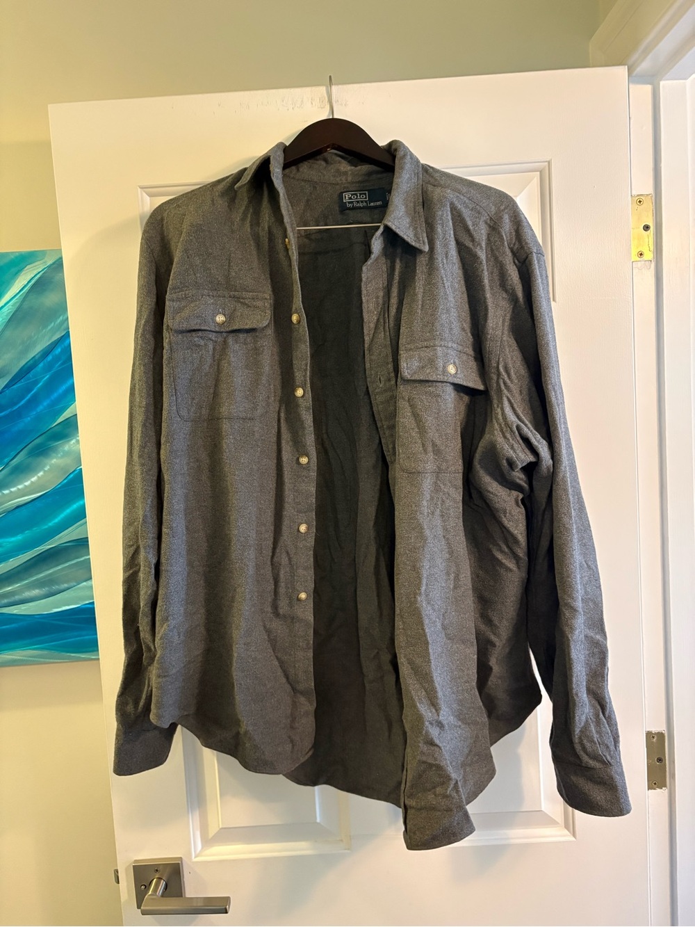 Ralph Lauren Dark Gray Lightweight Button-Up Shirt Jacket Mens XL